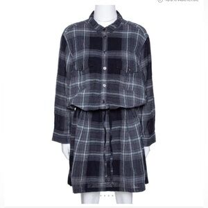 Burberry Brit Grey Plaid Wool Drawstring
Detail Midi Dress L